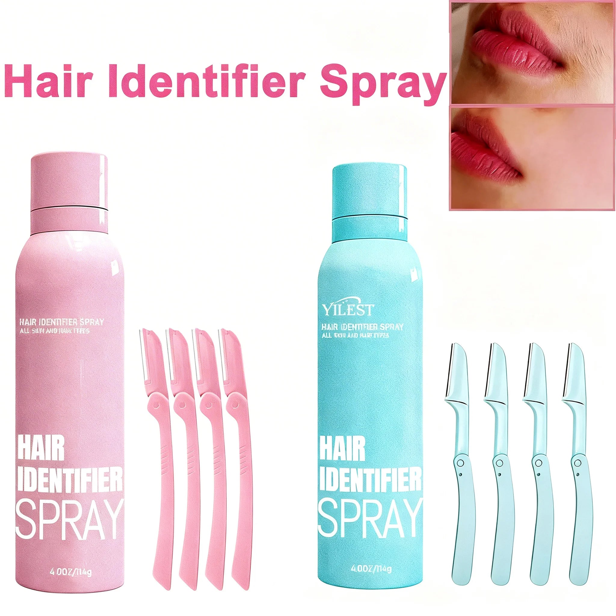Hair Identifier Spray for Face Shaving,Skin Body Dermaplaning Spray with Razors,Moisturizing and Skin Care Set Hair Removal Kit